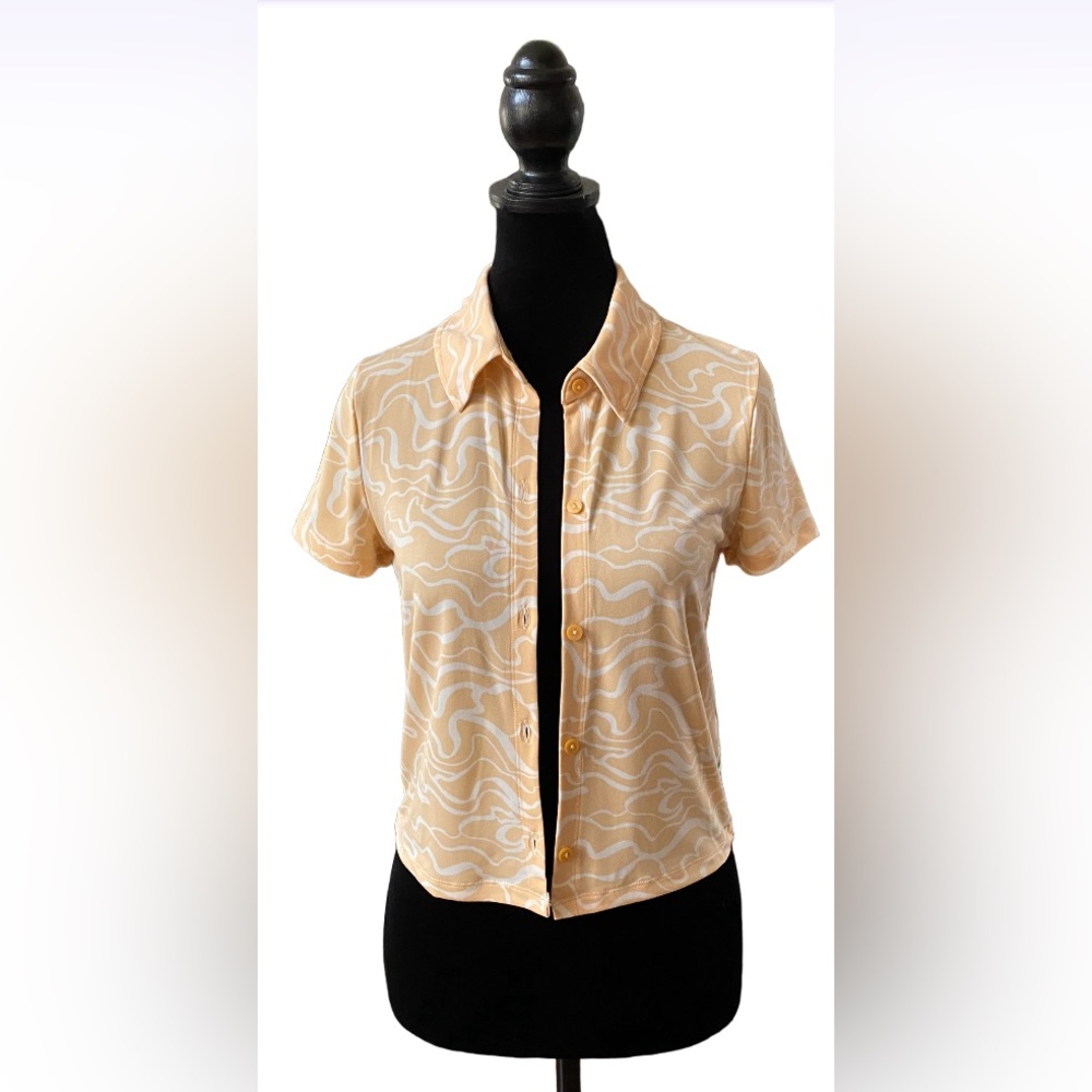 Abercrombie and Fitch: Cream Orange and White Button Down Polo Cardigan